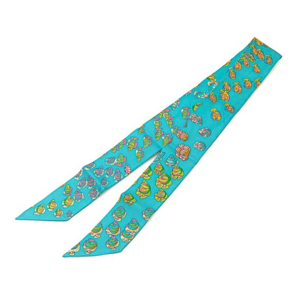 Hermes Hermès Twilly "RENCONTRE OCEANE" Scarf, Blue Multicolor Silk, Women's - Picture 1 of 5